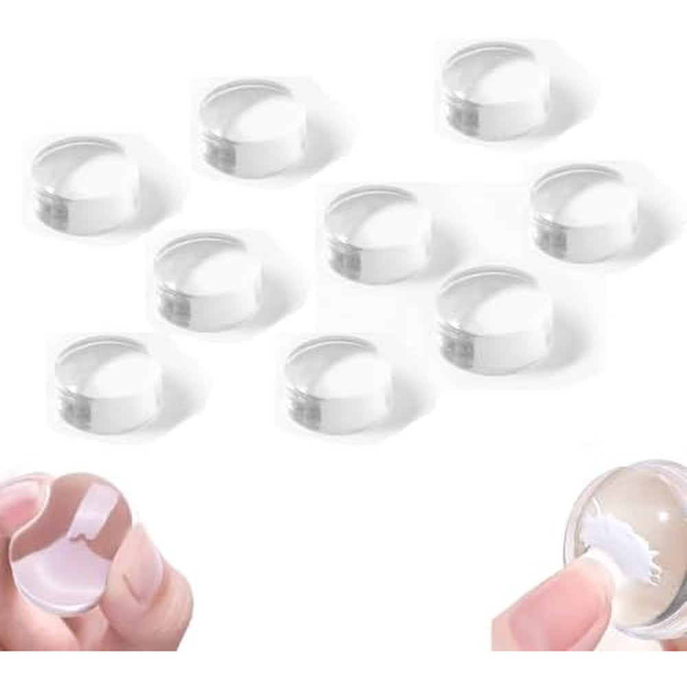 Vonrui 9 piece clear jelly silicone nail art stamper heads front view