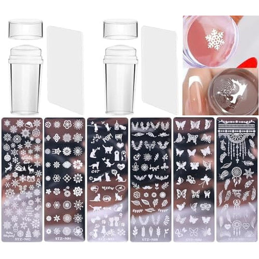 ASVNRES 10 piece nail stamp template kit with tools