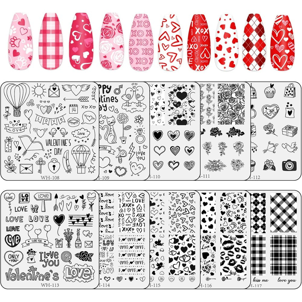 Whaline Valentine's Day nail art stamping plate kit front view