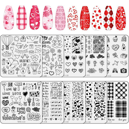 Whaline Valentine's Day nail art stamping plate kit front view
