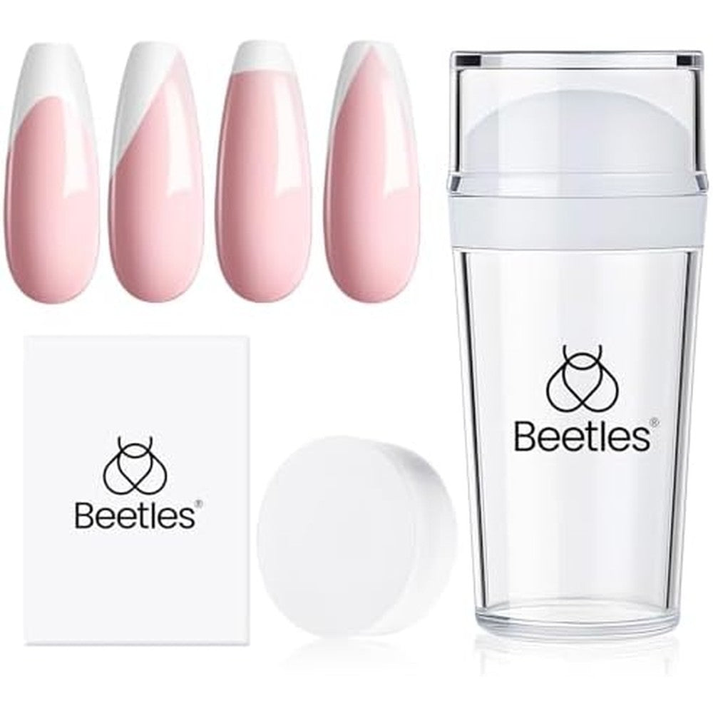 Beetles French Tip Nail Stamp kit front view with silicone heads