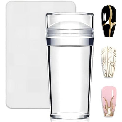NPAH French Tip Nail Art Stamper Kit with silicone head and scraper front view