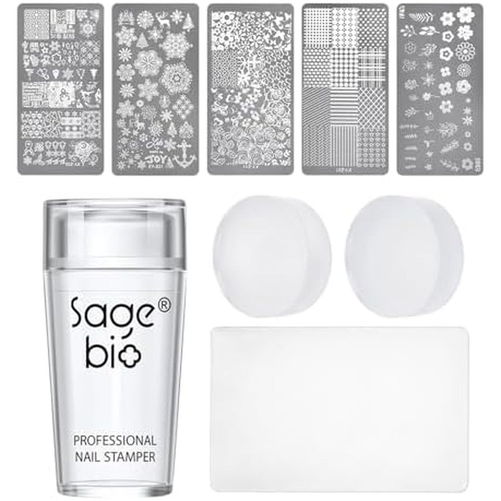 Sagebio clear silicone nail art stamper kit front view