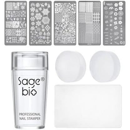 Sagebio clear silicone nail art stamper kit front view