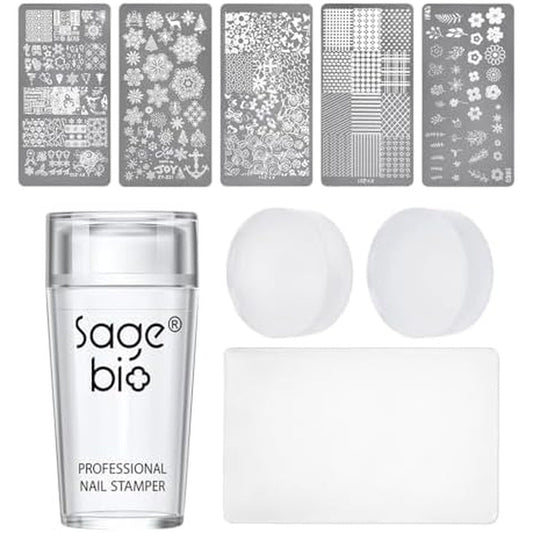 Sagebio clear silicone nail art stamper kit front view