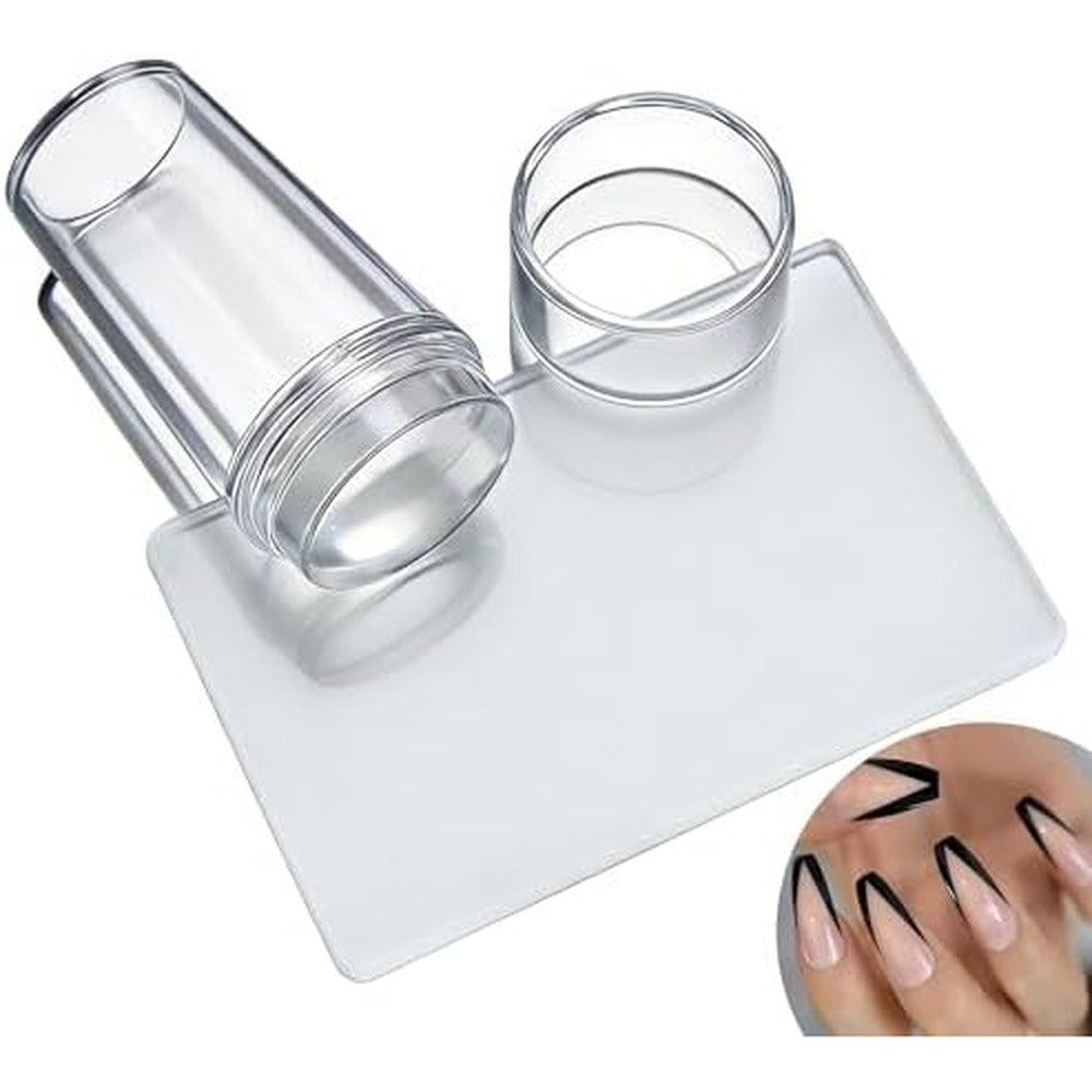 Vonrui clear jelly silicone nail art stamper with scraper and cap front view
