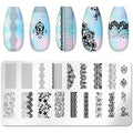 WOKOTO Nail Art Stamping Plates front view showing intricate floral and lace stainless steel patterns for professional DIY manicures.