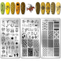 PH PandaHall Wild West Nail Stamping Plates front view showcasing various western cowboy patterns.