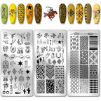 PH PandaHall Wild West Nail Stamping Plates front view showcasing various western cowboy patterns.