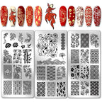 Ph Pandahall 3 Pieces Fish Nail Stamping Plates Set East Lotus And Plum Blossom Stainless Steel Stencils For Manicure Salon Art Design - Image 1