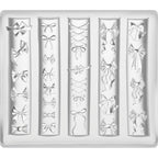 Thrymme bow nail mold front view showing transparent 3D silicone cavities for professional nail art accessories.