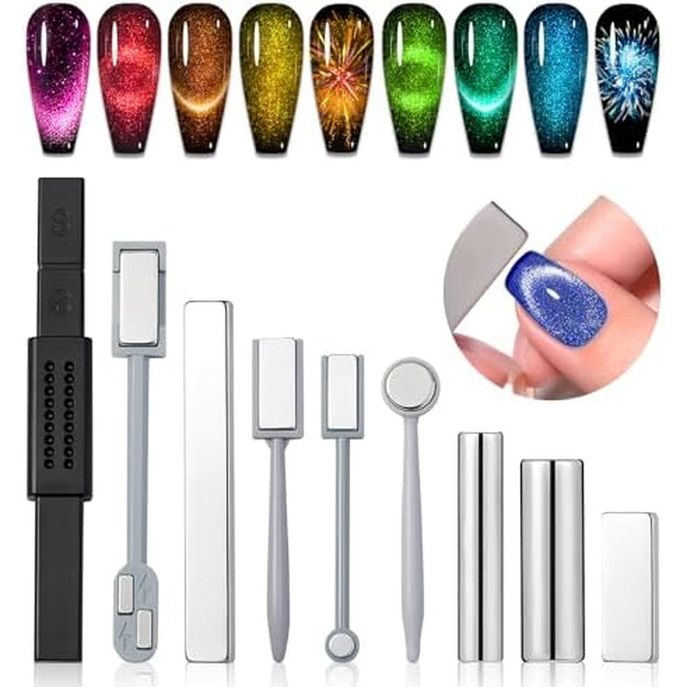 Saviland 9 piece cat eye magnetic nail tool set front view