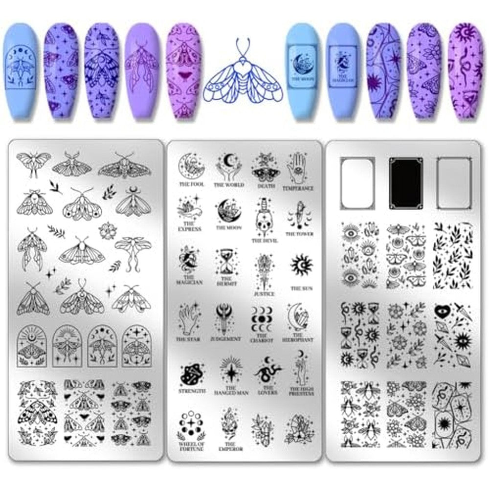 PH PandaHall 3 pieces tarot nail art stamping plate set front view
