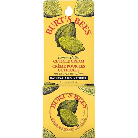 Burt's Bees Lemon Butter Cuticle Creme pack of three front view showing the classic yellow metal tins.