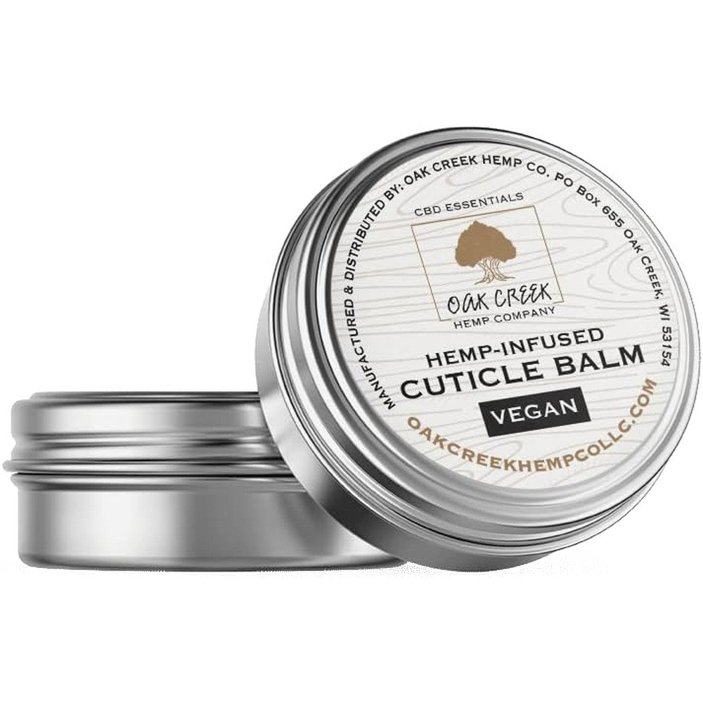 Oak Creek Hemp Company vegan cuticle balm 1 ounce tin front view