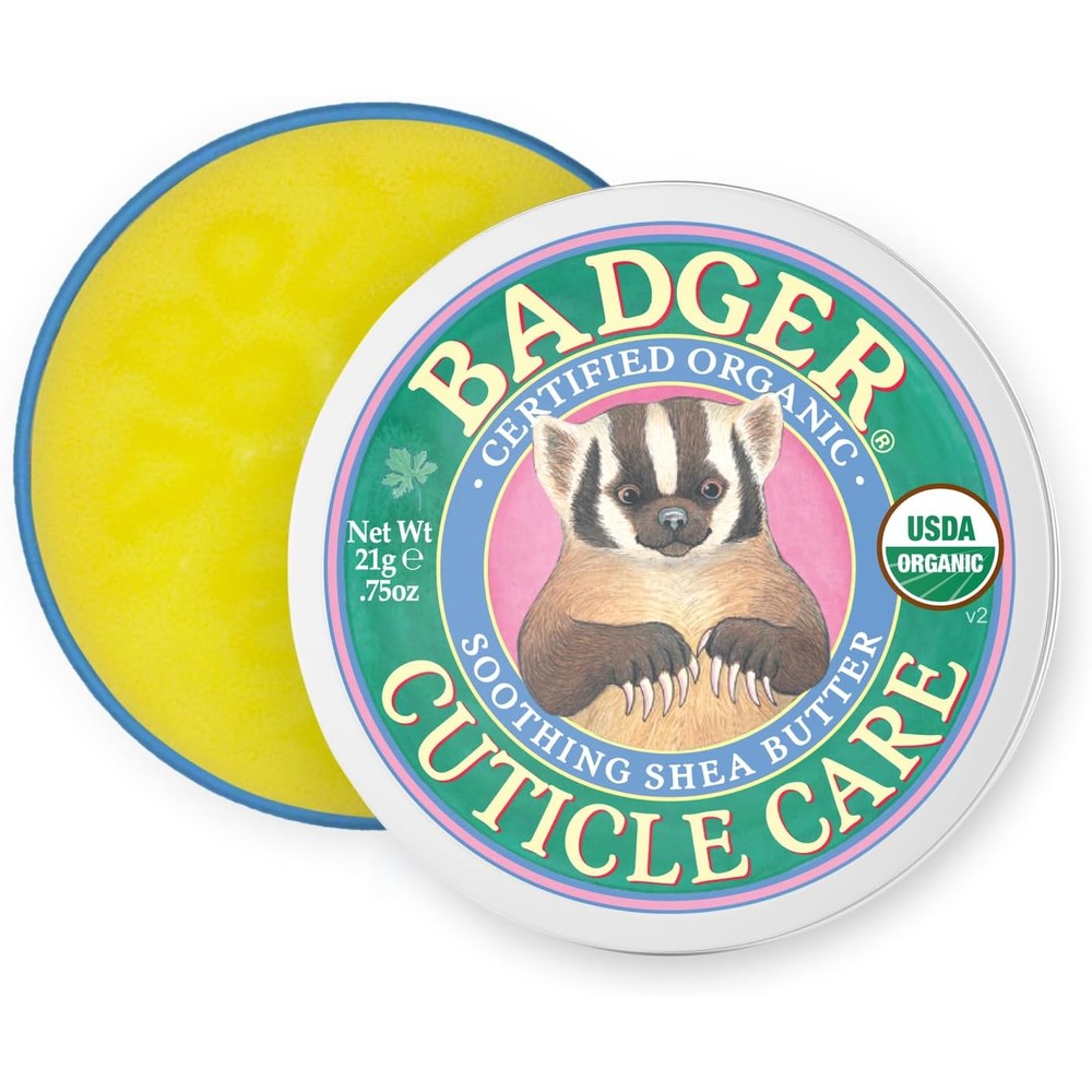 Badger organic cuticle care shea butter balm tin front view
