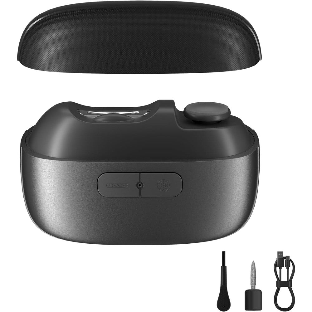 Generic 3-in-1 electric nail clipper in matte black front view