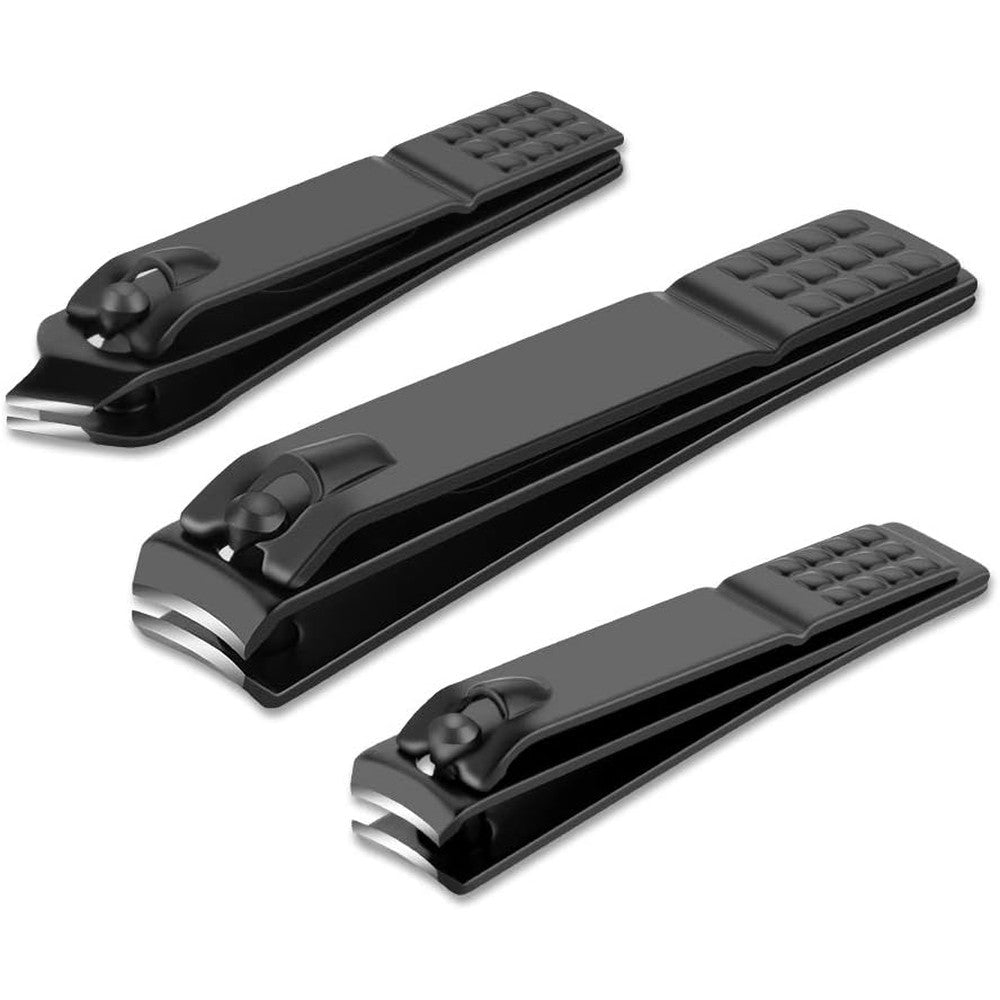 Adulahi 3 piece matte black stainless steel nail clipper set front view