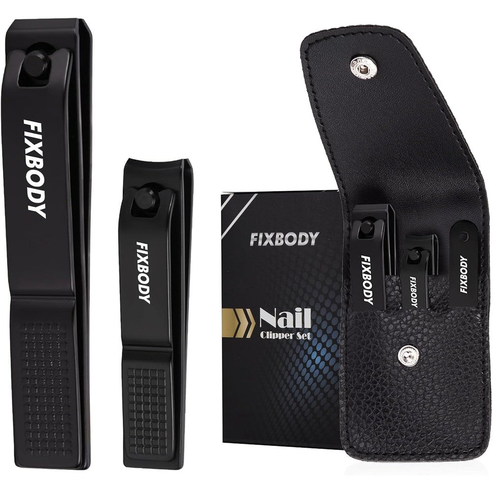 Fixbody black stainless steel nail clipper set front view