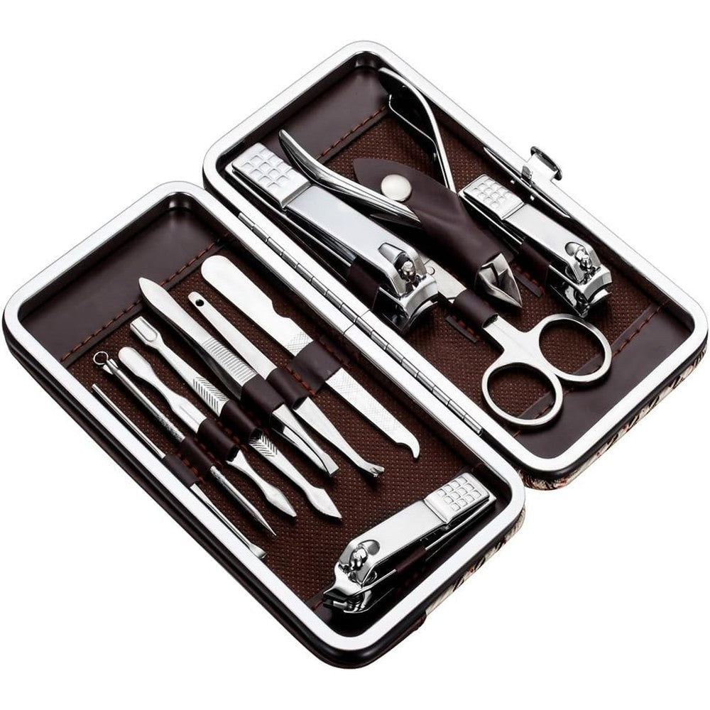 Tseoa 12 piece professional manicure pedicure kit front view