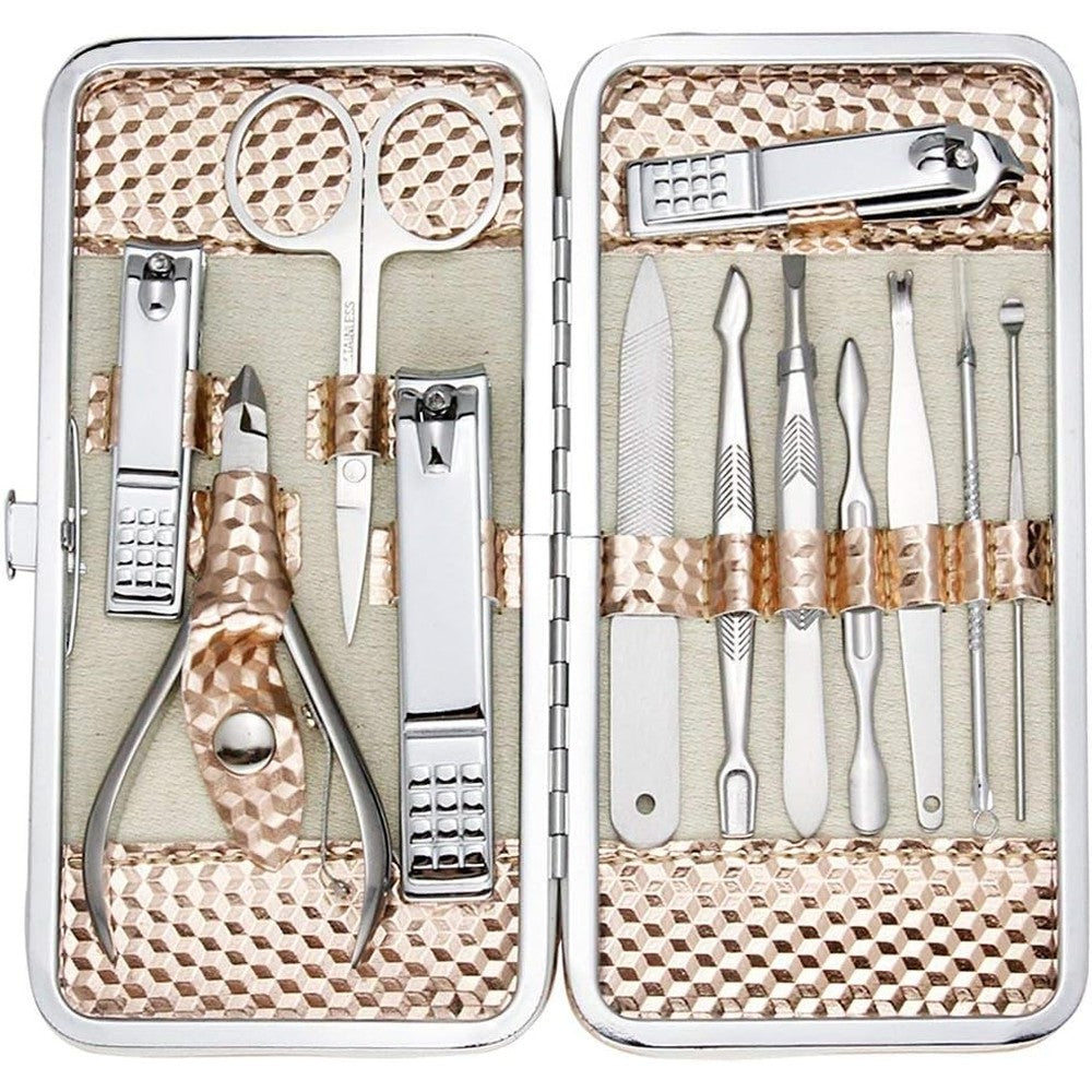 Zizzon Professional Nail Care Kit in rose gold travel case front view