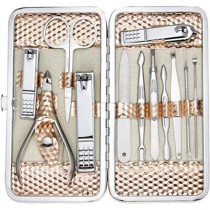 Zizzon Professional Nail Care Kit in rose gold travel case front view