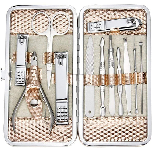 Zizzon Professional Nail Care Kit in rose gold travel case front view