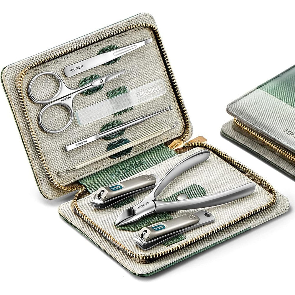 MR.GREEN 8-piece professional manicure and pedicure kit in green case