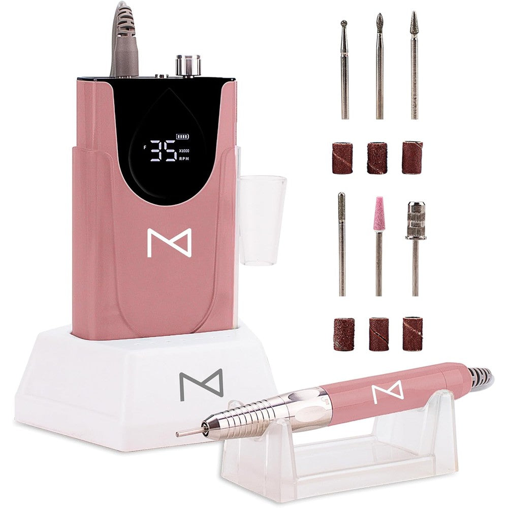 M Max Professional Nail Drill Machine front view in rose gold finish.