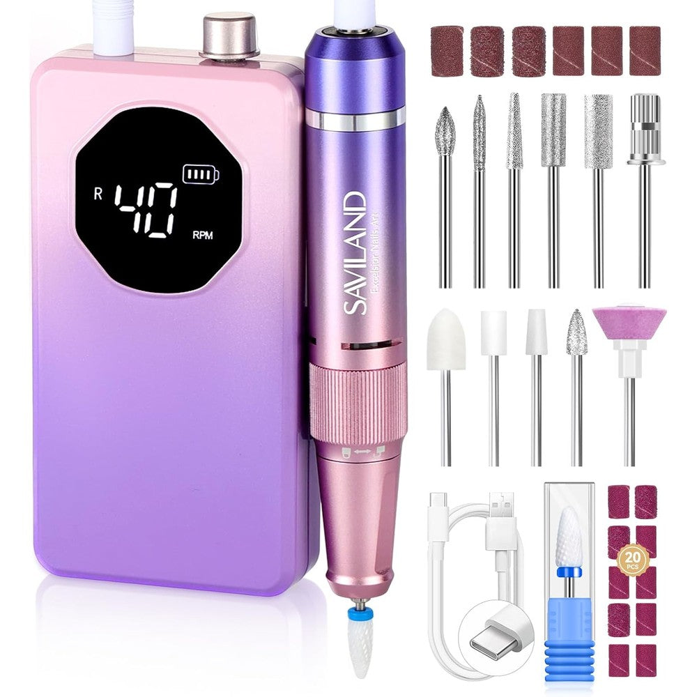Saviland 2026 Professional Electric Nail Drill front view gradient purple