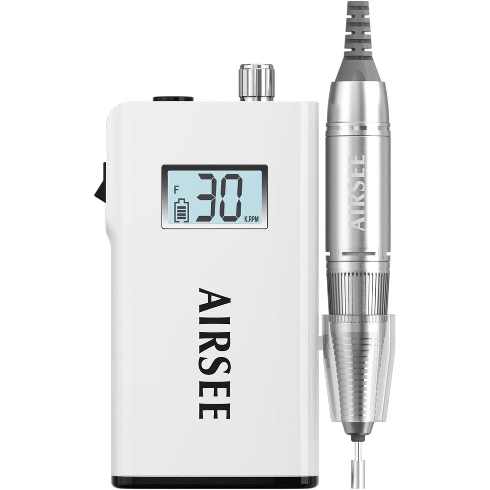 AIRSEE Rechargeable 30000RPM Electric Nail Drill white color front view professional portable e-file machine