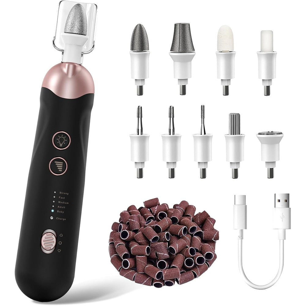 Hoxida professional manicure pedicure kit front view showing cordless electric nail drill