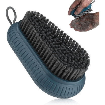 Sxmqhy heavy duty nail brush front view showing stiff blue bristles and durable plastic handle for hand washing.