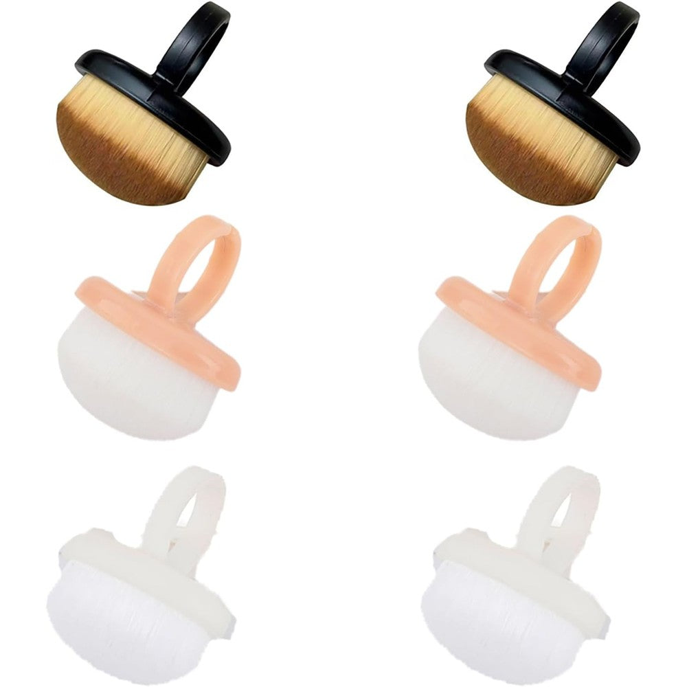 Shuaigetoao fingernail dust brushes 6 count pack front view displaying black white and pink options