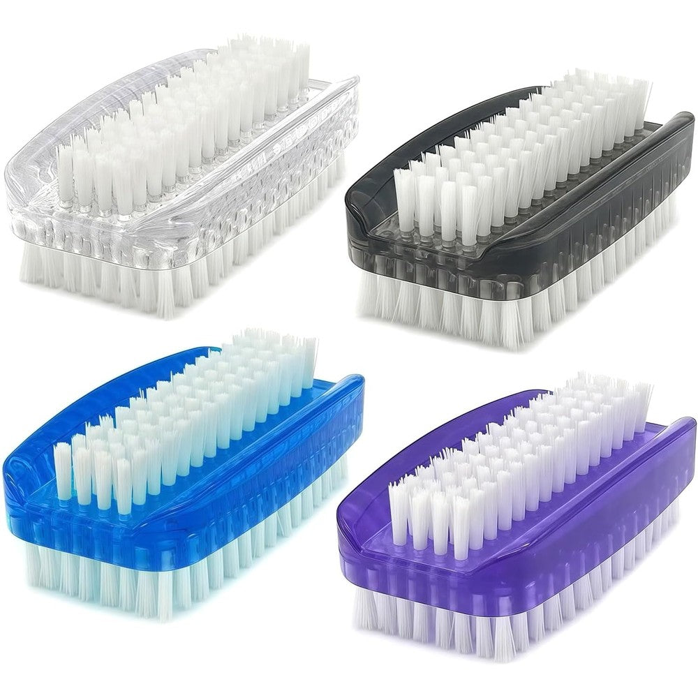 Sxmqhy Two Sided Fingernail Scrub Brush front view showing clear plastic handle and dual nylon bristles.