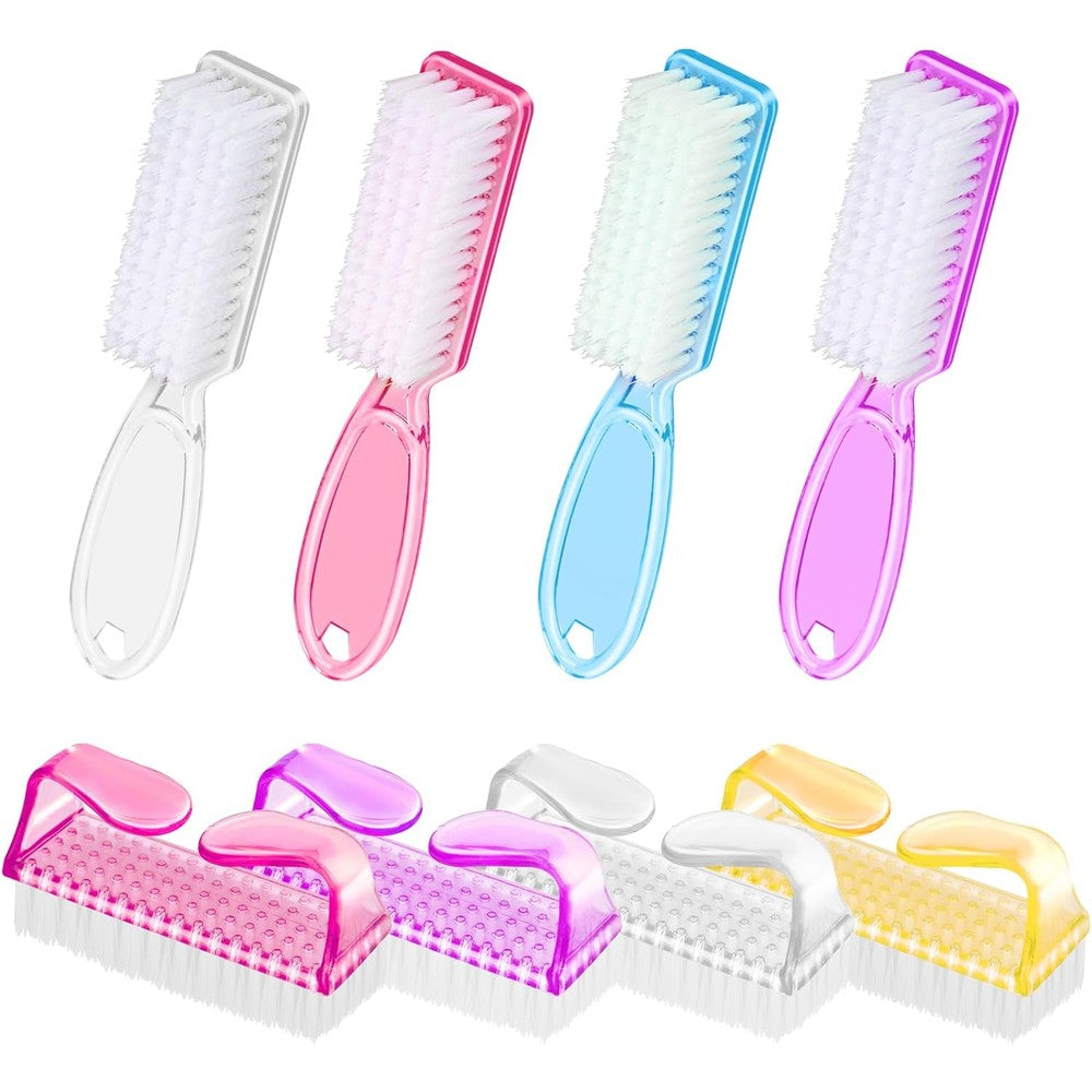 SQULIGT nail brushes for cleaning fingernails front view showing colorful handle grips