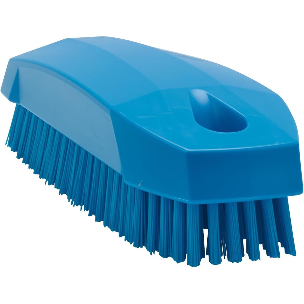 Vikan 64403 Stiff Nail Brush blue front view