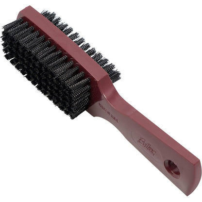 Fuller Brush Hand And Nail Brush front view showing double sided black nylon bristles and mulberry plastic handle.
