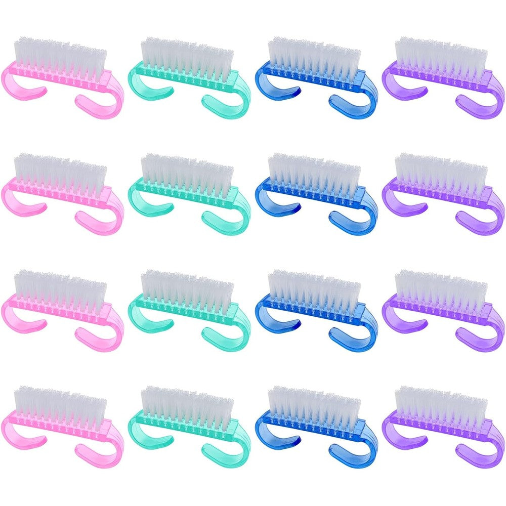 Hanwer 16 pack handle grip nail brushes front view