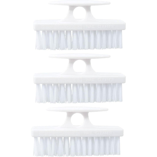 Superio nail brush set front view showing three white cleaning brushes with stiff bristles