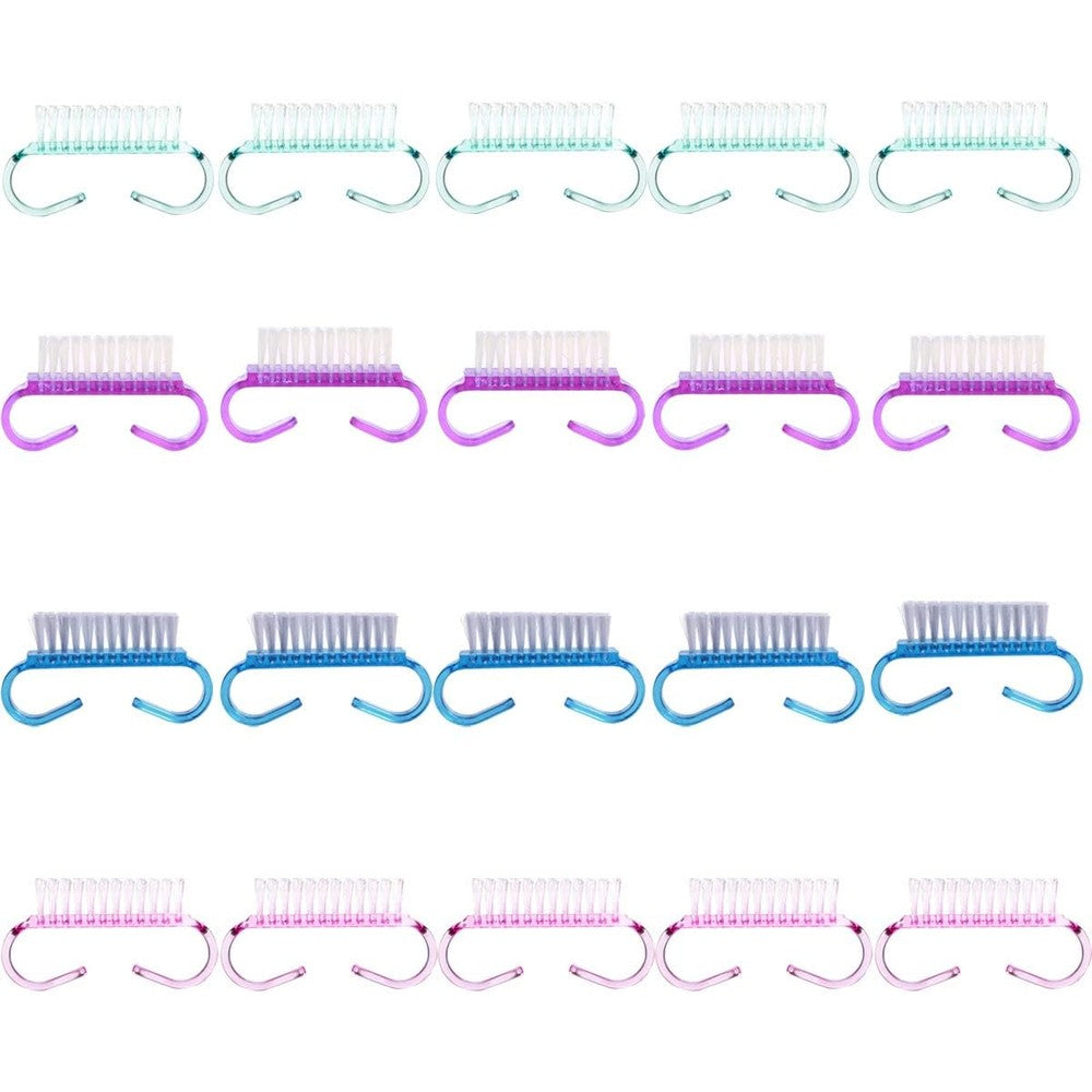 Benbeno handle grip nail brush set twenty count front view showing assorted multi-colored cleaning tools