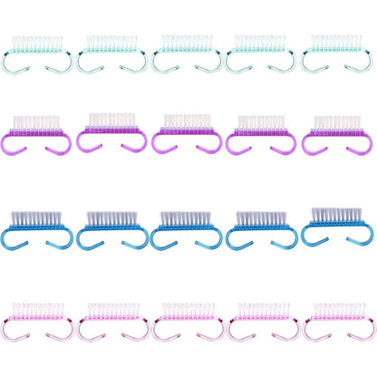 Benbeno handle grip nail brush set twenty count front view showing assorted multi-colored cleaning tools