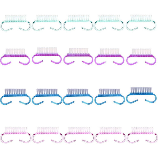 Benbeno handle grip nail brush set twenty count front view showing assorted multi-colored cleaning tools