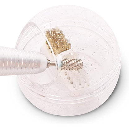 MelodySusie nail drill bits cleaner brush case white front view showing clear lid
