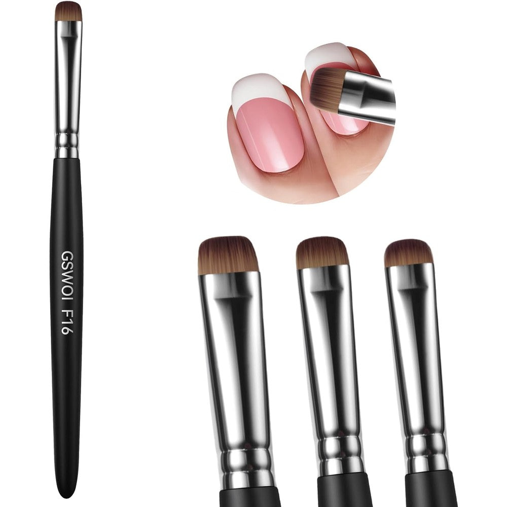 GSWOI F16 acrylic nail brush front view showing the angled tip for salon manicures.