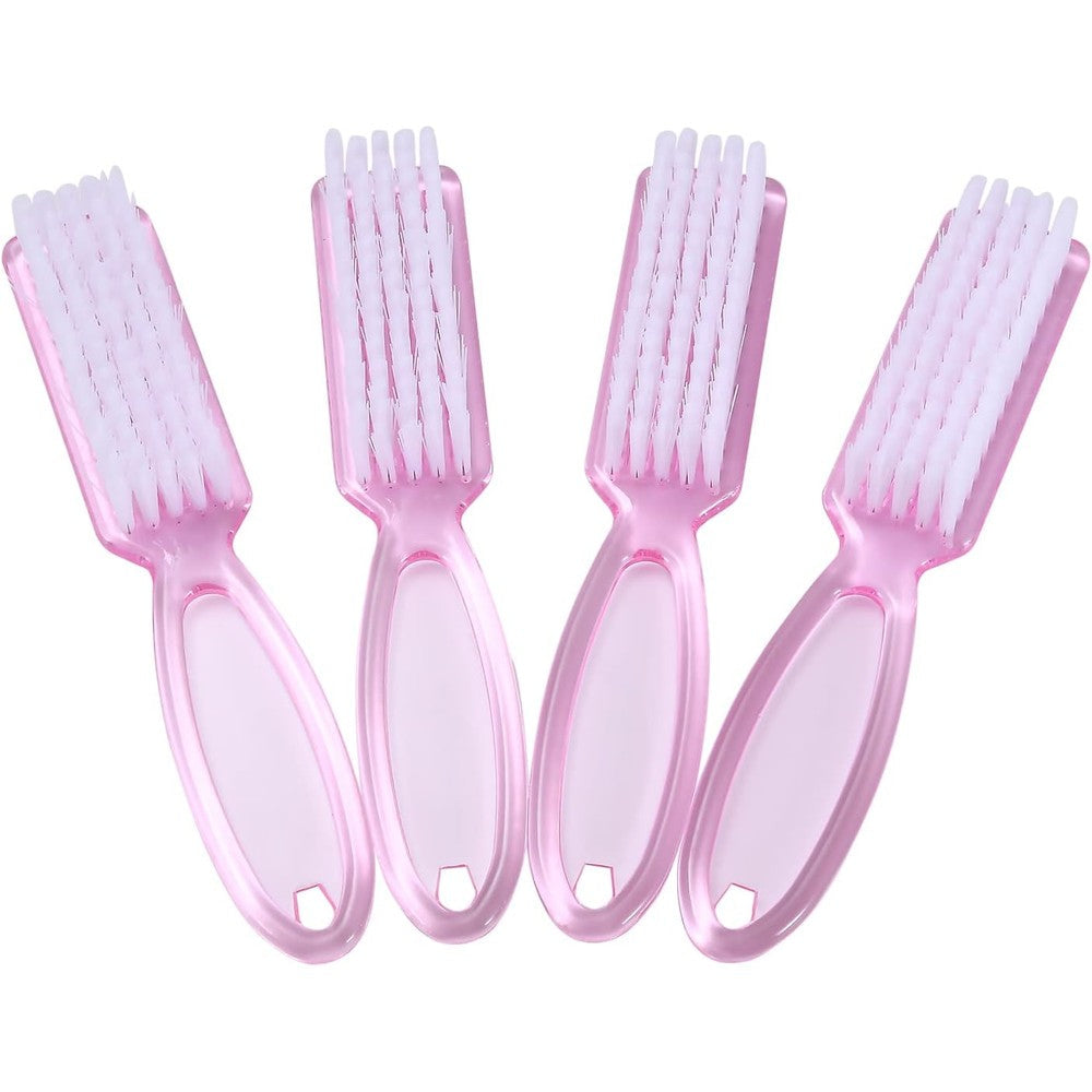 Yebeauty nail brush fingernail cleaner pack front view showing clear pink plastic handles
