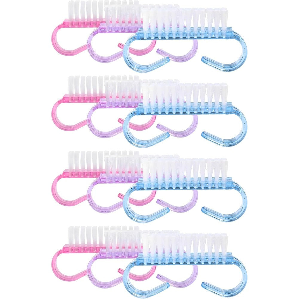 Yofan 12 Pack Handle Grip Nail Brush set front view