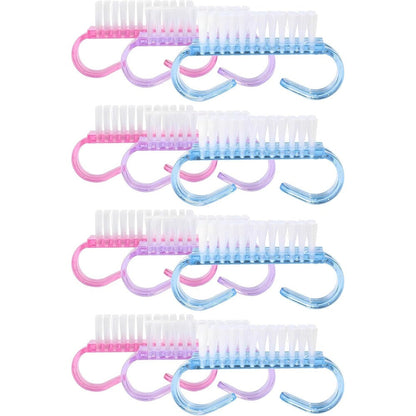 Yofan 12 Pack Handle Grip Nail Brush set front view