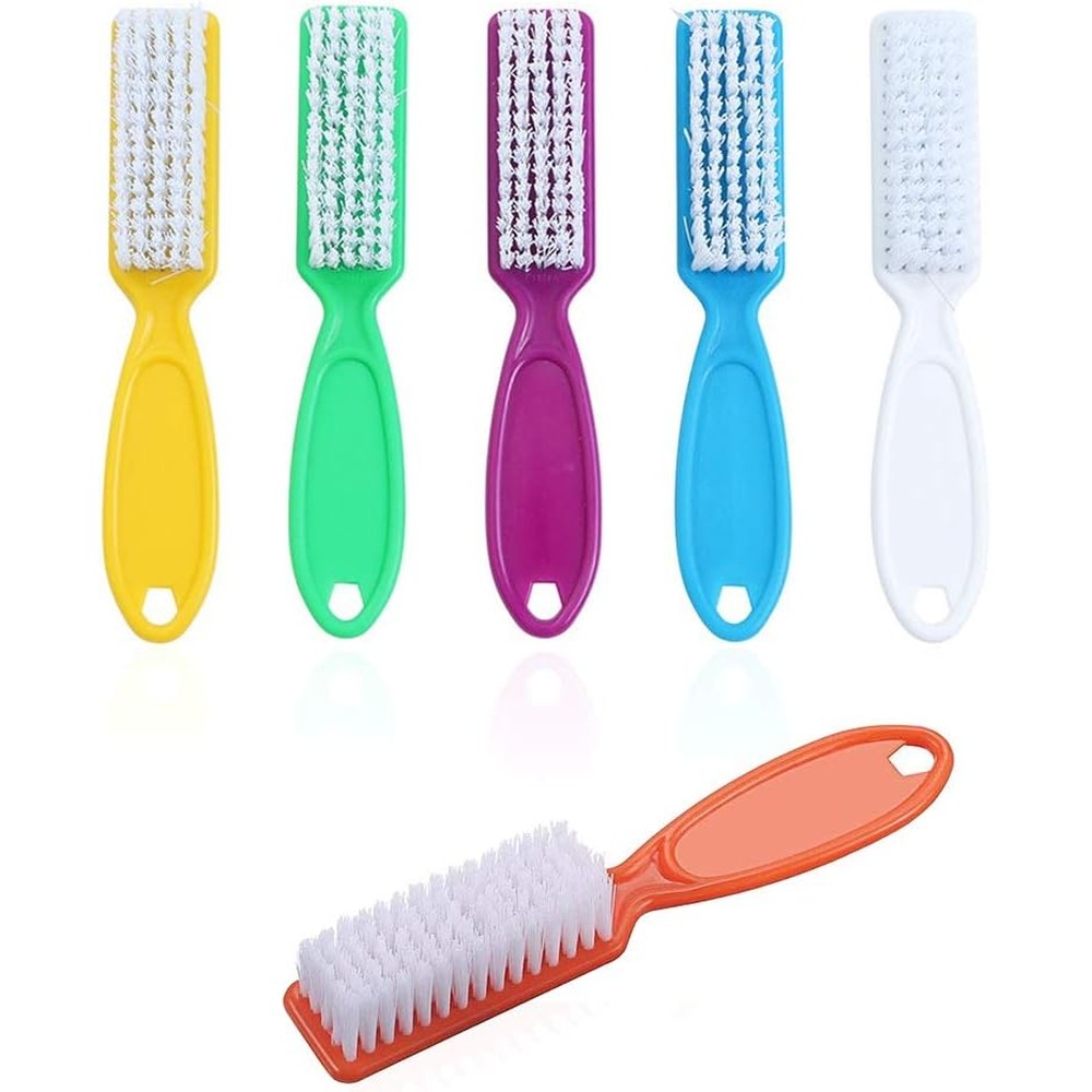 SQULIGT Handle Grip Nail Brush front view showing ergonomic plastic handle and flexible cleaning bristles.