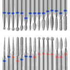 Rolokit professional diamond nail drill bit set front view displaying 30 organized manicure pieces.
